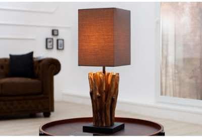 Lampe à poser de 15 cm en bois flotté coloris brun