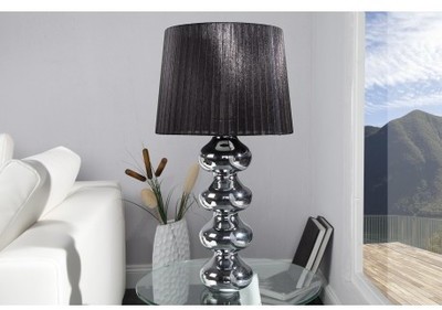 Lampe en acier chromé de 70 cm avec abat-jour noir