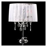 Lampe de chevet baroque blanche à pampilles chandelier Lampe de chevet baroque blanche