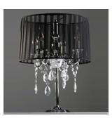 Lampe de chevet baroque noire à pampilles chandeli