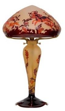 Lampe en pâte de verre Scène de chasse Lampe en pâte de verre Scène