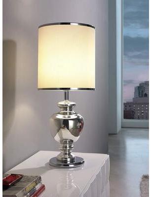 Lampe à poser design abat jour blanc et acier chro