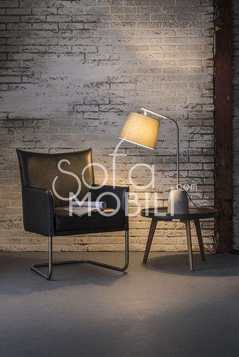 Lampe à poser grise en béton et tissu ROOF