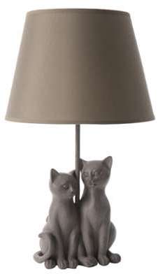 Lampe à poser couple de chats gris avec noeuds, ab