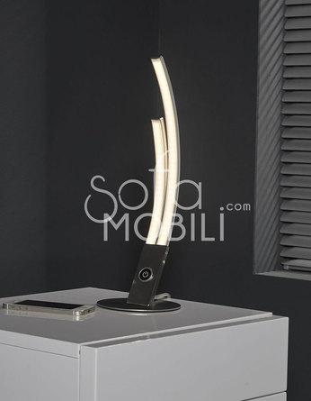 Lampe à poser design courbe LED nickel mat TWINS