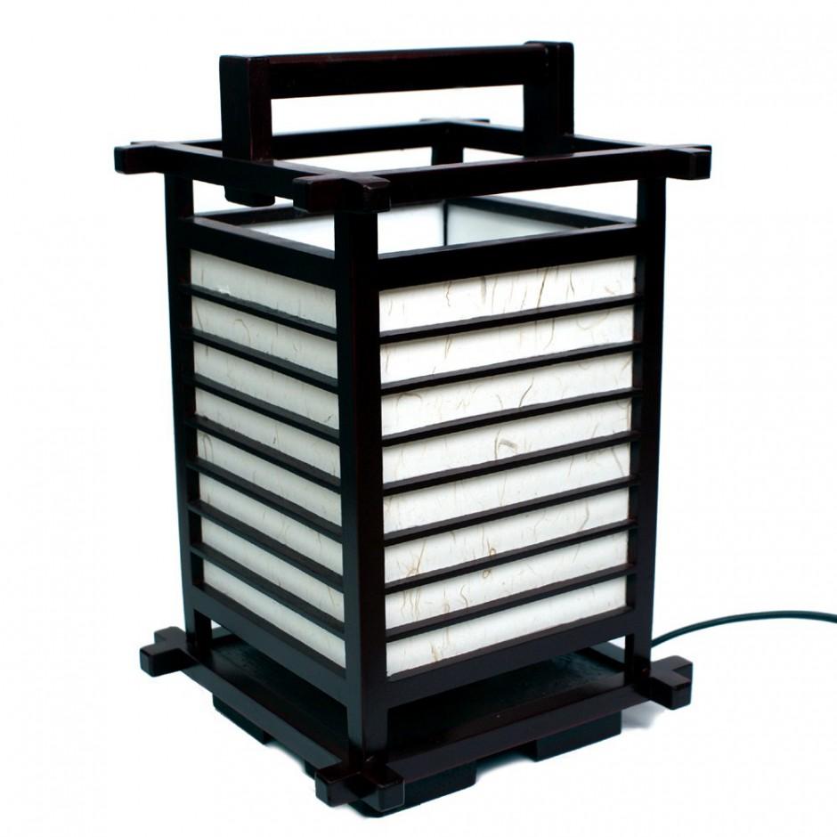 Lampe japonaise noire bois et papier 2034
