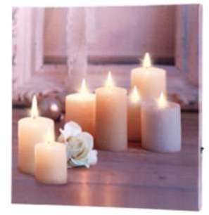 Tableau lumineux à LED lumière vacillante Rose et bougies Tableau lumineux à LED lumière