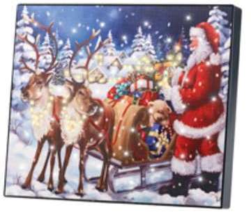 Tableau lumineux Père Noël et son traîneau 28 x 23 Tableau lumineux Père Noël