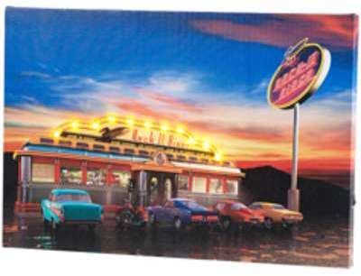 Tableau lumineux à LED Rock It Diner 45 x 30 cm Tableau lumineux à LED Rock