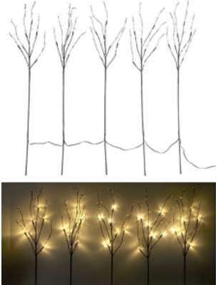 5 branches décoratives lumineuses 90 cm 30 LED blanc 5 branches décoratives lumineuses