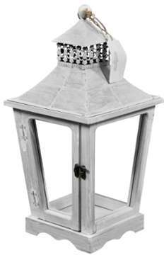 LANTERNE BOIS CERUSE BLANC 22x22x43.5