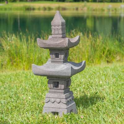 Lanterne japonaise en pierre de lave 70cm - WANDA-COLLECTION Lanterne japonaise en pierre
