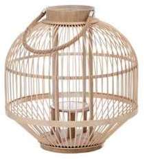 Lanterne barres bambou/verre naturel