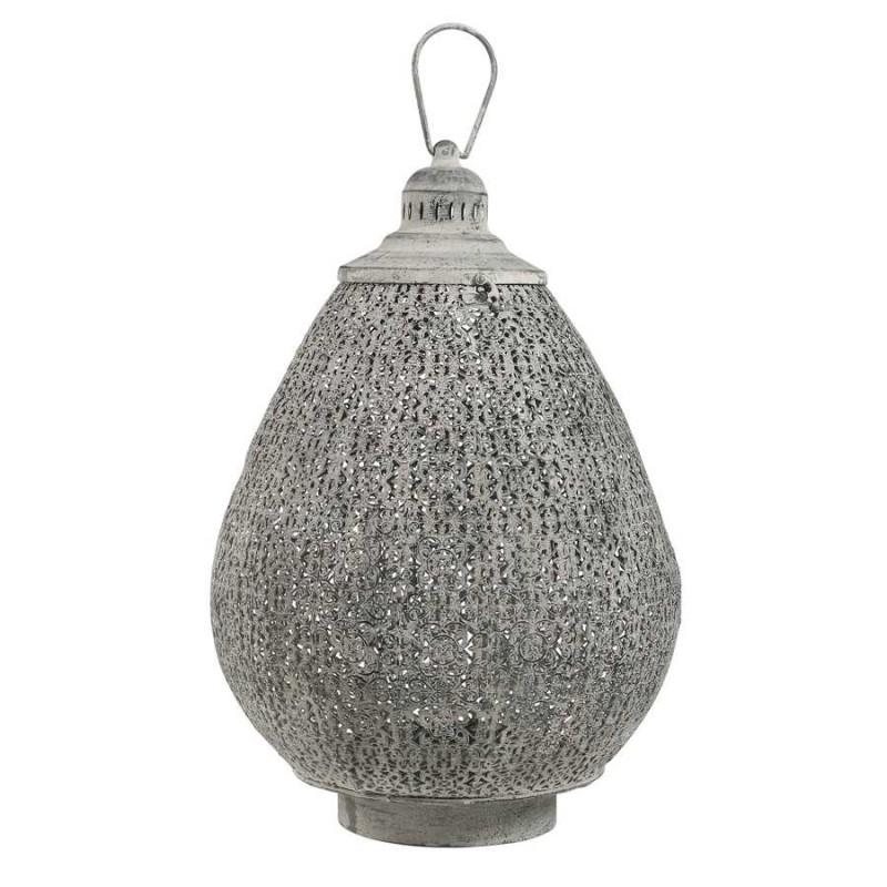 Lanterne orientale en métal vieilli d48h65cm gris Coté Lanterne orientale en métal