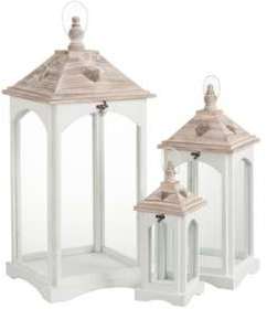 Set de 3 lanternes coeur blanc et naturel Set de 3 lanternes coeur blanc