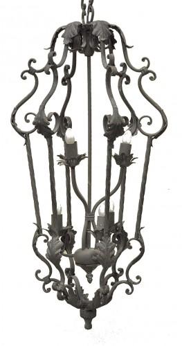Grande Lanterne Fer Forgé 6 Feux taupe
