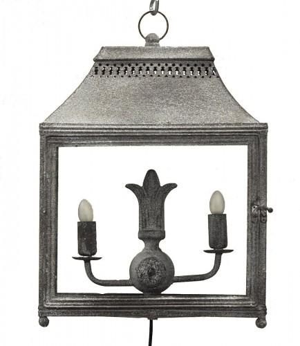 Lanterne double en Fer Forgé gris à poser