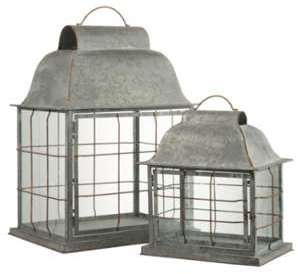 Set de 2 lanternes barres industriel en métal gris Set de 2 lanternes barres