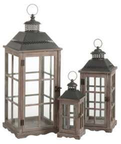 Set de 3 lanternes marron et noir Set de 3 lanternes marron