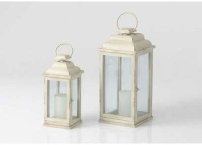 Set de 2 lanternes blanche Hortense h 60 cm Set de 2 lanternes blanche