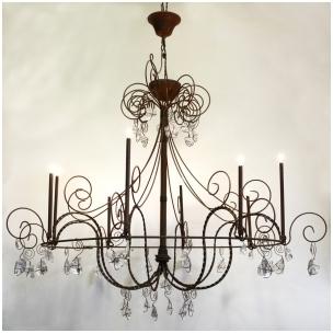 Lustre Stella Lux en cristal Lalique et ferronneri