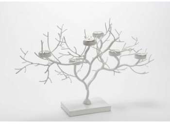 Bougeoir arbre en métal blanc Bougeoir arbre en métal blanc