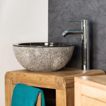 Lave mains en marbre à poser STROMBOLI noir 35cm