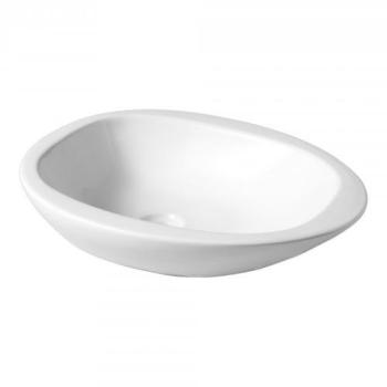 SOLDES Vasque à poser galet en céramique blanche B