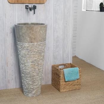 Vasque salle de bain sur pied en marbre FLORENCE gris Vasque salle de bain sur pied