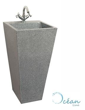 Vasque de salle de bains totem sur pied grise en t