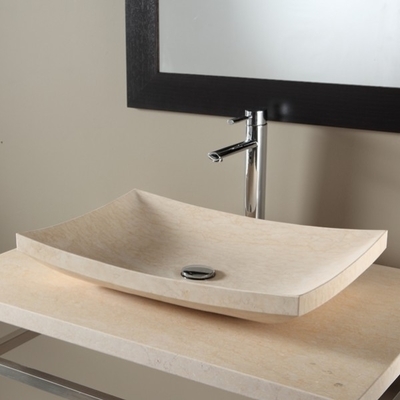 SOLDES Vasque à poser en pierre naturelle beige ég