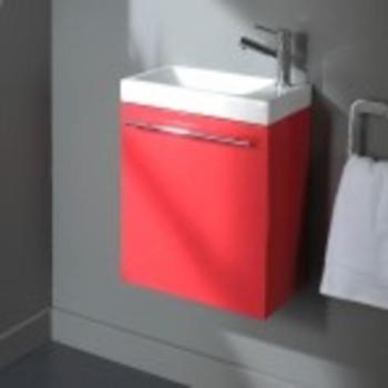 SOLDES Meuble complet rouge corail avec lave-mains