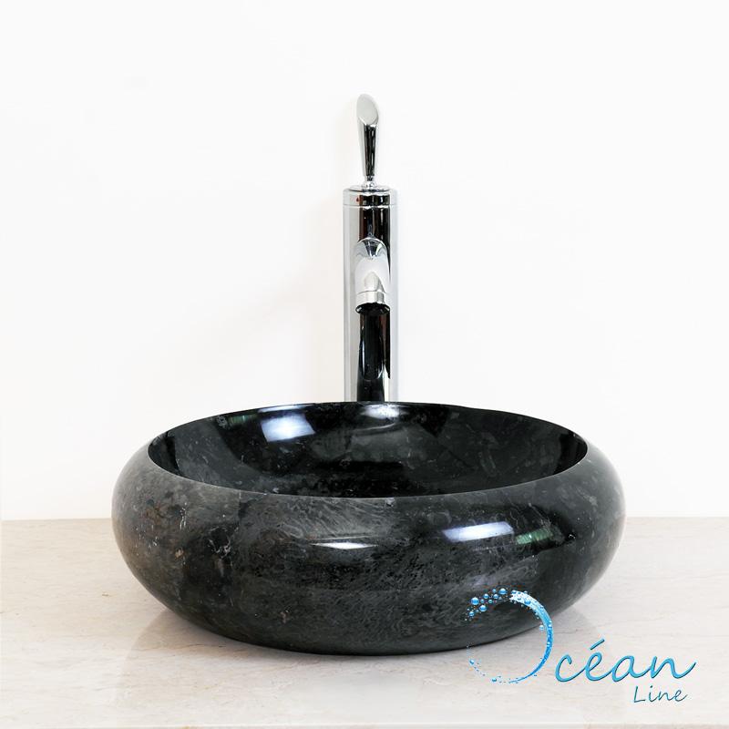 Vasque à poser ronde en marbre noir - Luna