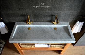 Double vasque en Marbre de Carrara 120x50 YATE WHITE Double vasque en Marbre de