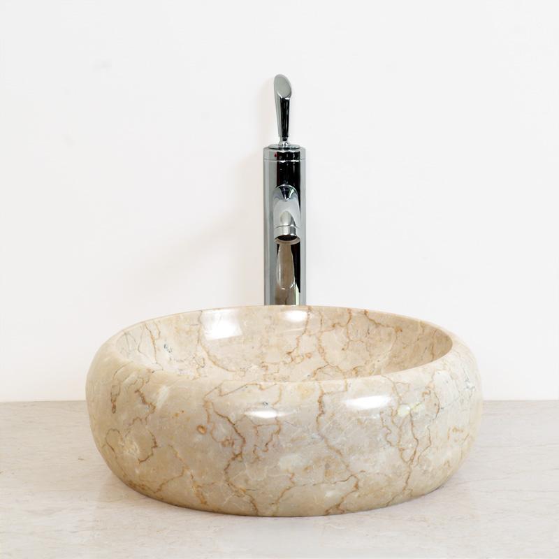 Vasque salle de bain ronde en marbre Crème 40 cm -