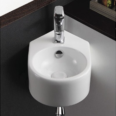 Lave main dangle, rond, 42x27 cm, céramique blanc