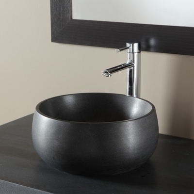 SOLDES Vasque à poser bol en pierre noire absolue