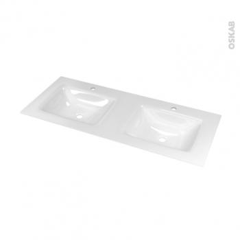Plan vasque VALA Verre blanc Pour salle de bain L120 Plan vasque VALA Verre blanc