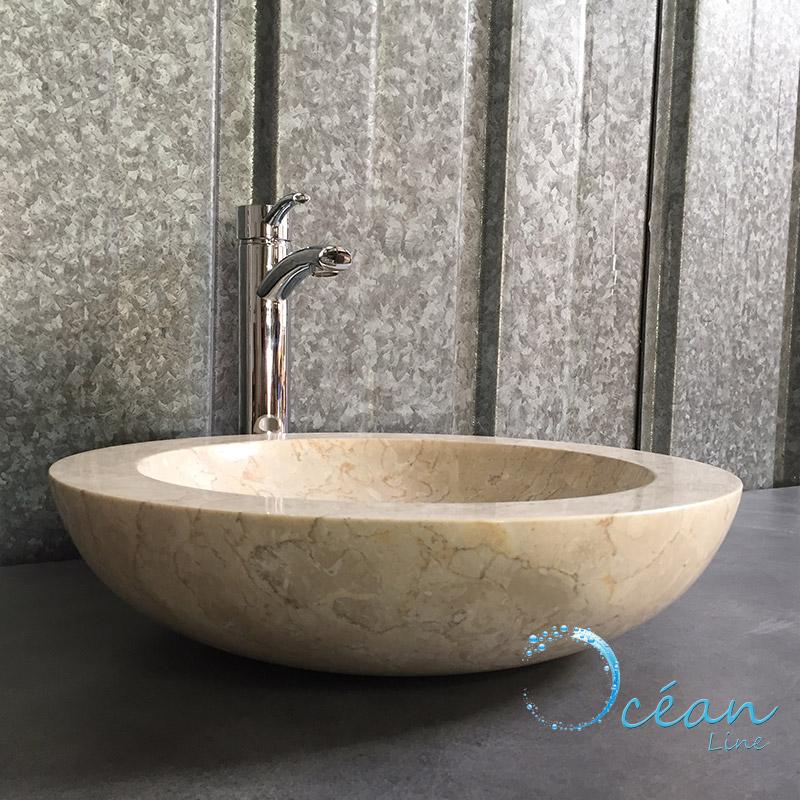 Vasque à poser ronde 45 cm en marbre Crème - Pool