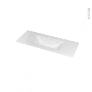 Plan vasque VALA Verre blanc Pour salle de bain L100 Plan vasque VALA Verre blanc