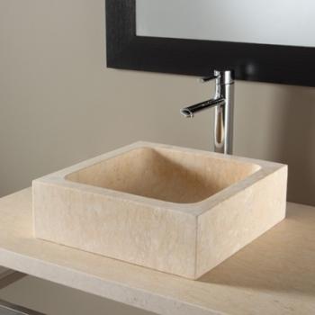 SOLDES Vasque à poser rectangulaire en pierre natu