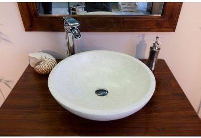 Vasque en terrazzo ronde crème Vasque en terrazzo ronde crème