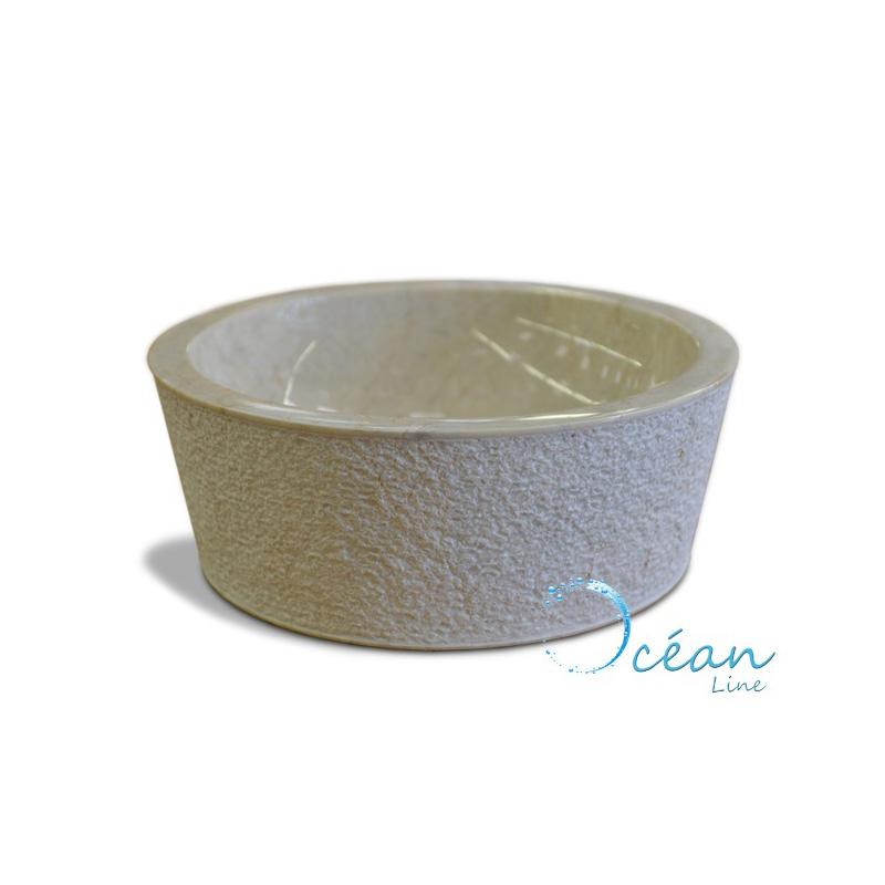 Vasque à poser ronde en marbre crème - Drip