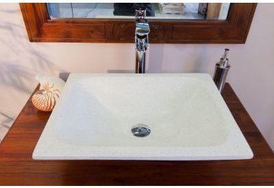 Vasque terrazzo rectangle blanche