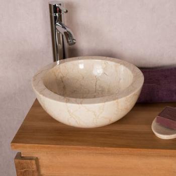 Vasque BARCELONE en marbre à poser crème 30 cm Vasque BARCELONE en marbre