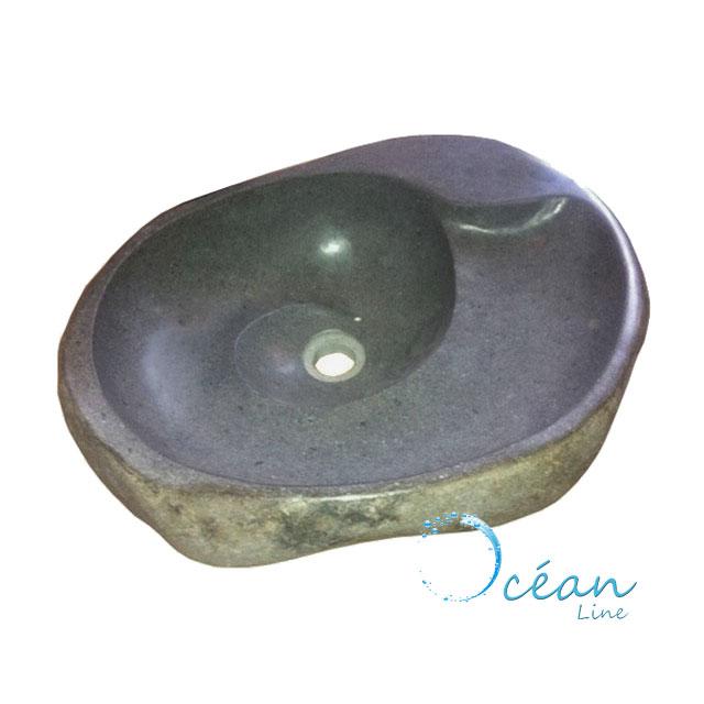 Vasque de salle de bains à poser en pierre de rivi