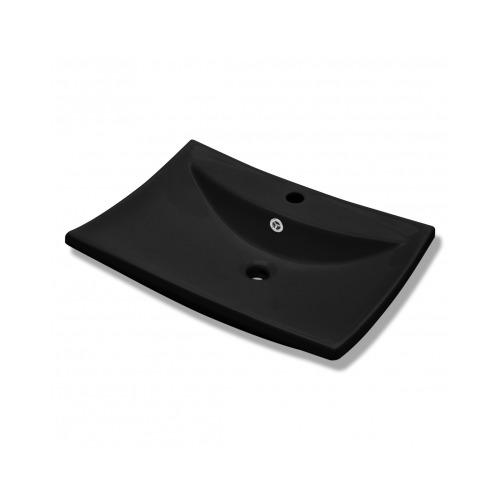 VidaXL Lavabo rectangulaire en céramique noir de l