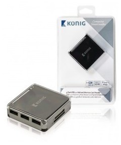 Hub USB 2.0 3 ports et lecteur de carte mémoire
