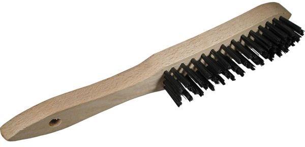 Brosse à main manche bois 4 rangs de fils acier droit Brosse à main manche bois