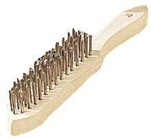 Brosse métallique à manche bois 4rangs inox Brosse métallique à manche